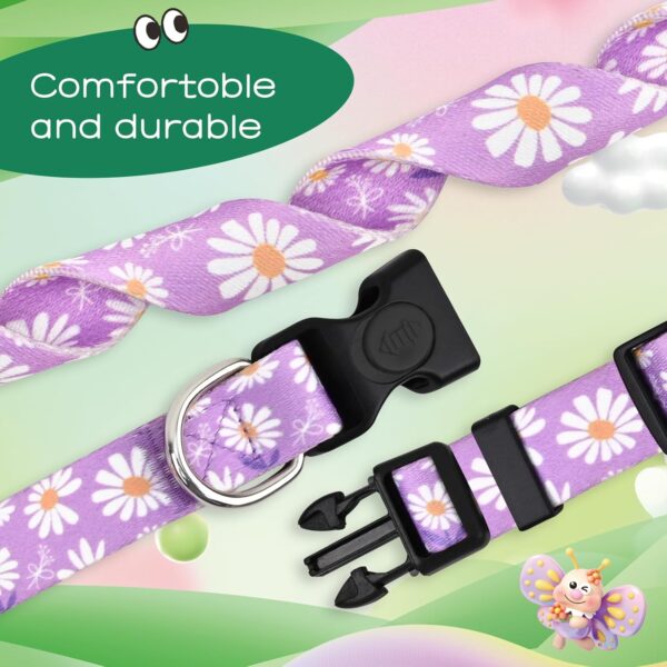 Athbavid Floral Dog Collar, Flower Print Dog Collars with Cute Charm, Adjustable Dog Collars for Small Medium Large Dogs,Pet Girl Boy,Running Walking Playing Exercise,Wedding Holiday - Image 4