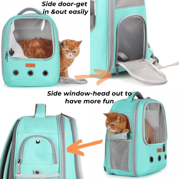 Lollimeow Pet Carrier Backpack, Bubble Backpack Carrier, Cats and Puppies,Airline-Approved, Designed for Travel, Hiking, Walking & Outdoor Use (Green) - Image 4