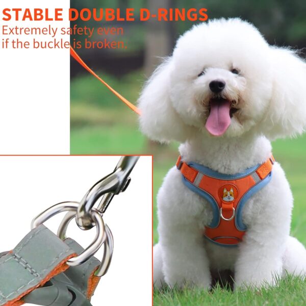 Dog Harness (Orange, S) - Adjustable No-Pull Harness for Small Dogs, Reflective, Soft & Breathable, Anti-Pull, 2 Leash Clips, Easy to Wear & Take Off, Ideal for Walking & Training - Image 4