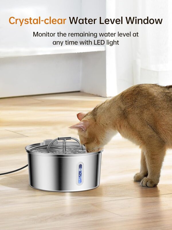 Cat Water Fountain Stainless Steel, 3.2L/108Oz Pet Water Fountain for Drinking, Automatic Metal Dog Water Dispenser Bowl with Quiet Pump, Dual-Stream, Filtration for Cats, Dogs, Multiple Pets Indoor - Image 9