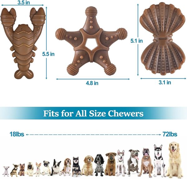 Dog Toys for Aggressive Chewers, Indestructible Dog Toys for Large Dogs, Dog Chew Toys for Large Medium Small Breed, 3 Pack Super Chewer Dog Toys with Tough Nylon, Gift for Dogs - Image 6