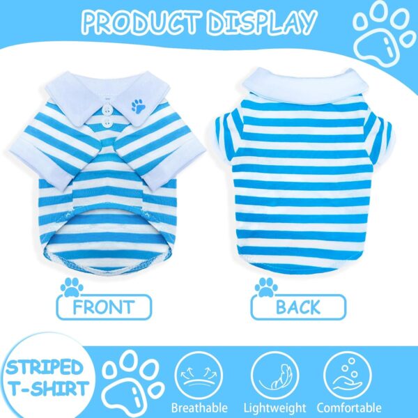 2 Pieces Stripe Dog T-Shirt Teacup Chihuahua Dog Clothes for Small Dogs Boy Yorkie Puppy Clothes XXS Blue+ Red - Image 5