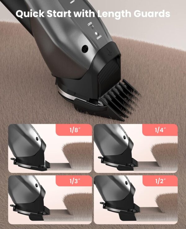 DOG CARE Smart Dog Clippers for Grooming with 3 Speeds, Auxiliary Light, Cordless Professional Dog Grooming Clippers, Low Noise Rechargeable Heavy-Duty Pet Hair Shaver for Dog Cat 2024 Upgraded - Image 7