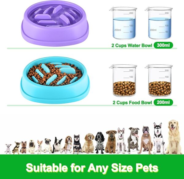 Slow Feeder Dog Bowls 2 Pack, Anti-Slip Slow Eating Dog Bowl, Maze Dog Food Bowl, Anti-Choking Puzzle Feeder Dog Bowl, Slow Feeder Bowl for Dogs & Cats, All Breeds Pets (Blue&Purple) - Image 7