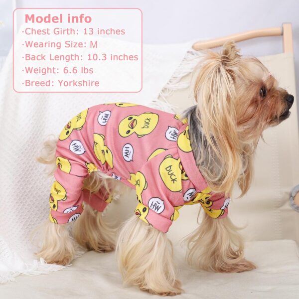 Dog Pajamas for Small Dogs Girl Boy Yellow Duck Soft Material Stretchable Dog Clothes Pjs Puppy Onesie Outfits for Sized Doggie Spring Summer Shirts Sleeper Pet Costume Cat Jammies - Image 3