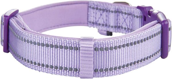 Reflective Nylon Dog Collar with Breathable Neoprene Padding,Adjustable for Medium Dogs.(Neck 13"-18.9",Lilac Purple) - Image 4