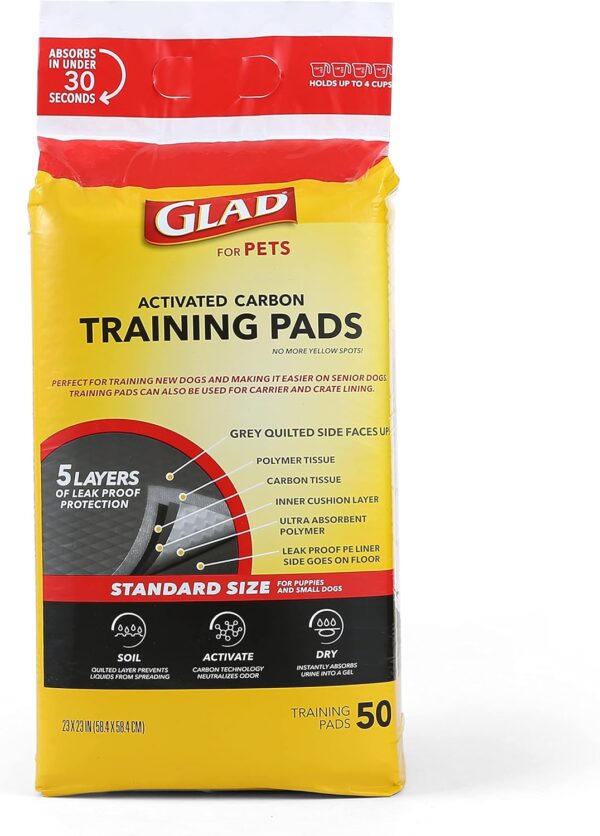 Glad for Pets Black Charcoal Puppy Pads, All-in-One | Puppy Potty Training Pads That ABSORB & NEUTRALIZE Urine Instantly | New & Improved Quality Puppy Pee Pads, 50 count - Image 7