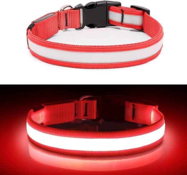 Light Up Dog Collars DQGHQME Led Dog Collar USB Rechargeable Safety Lighted Dog Collar for Small Medium Large Dogs，Flashing Lights for Dog Walking at Night Glow in The Dark Camping Dog Collars.