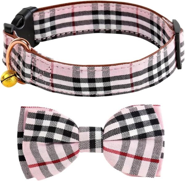 Dog Collar with Bow Tie- Adjustable pet Collar for Dogs with Plastic Buckle Collar, Stylish Pattern for Small Medium or Large Boy and Girl Dog and Cat