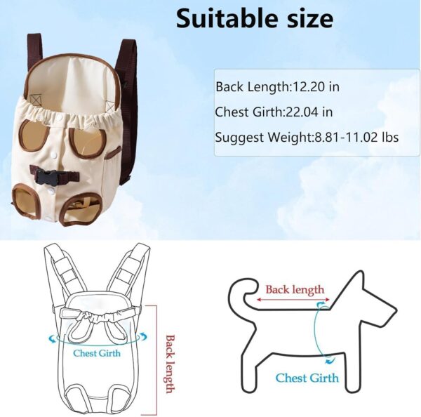 Cat Backpack Carrier,Adjustable Pet Front Cat Dog Carrier Backpack Travel Bag, Legs Out Easy-Fit Dog Travel Backpack Carrier for Hiking Camping Cyclings for 8-11lbs Small Medium Dogs Cats Rabbit﻿ - Image 2