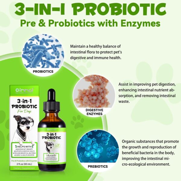 3-in-1 Probiotics for Dogs, Cat Probiotic, Probiotics for Digestive Health Support, Dog Digestive Enzymes & Pure Prebiotic, Supplement for Gut Health & Beneficial Bacteria, Puppy Probiotic - Image 3