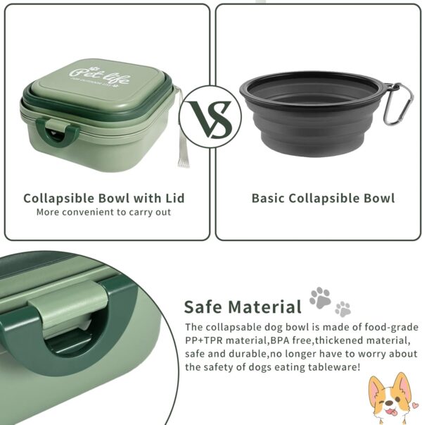 Collapsible Dog Water Bowl, Portable Dog Bowl for Traveling, 2-in-1 Pet Food and Water Feeder - Travel Dog Bowls with Lid for Walking, Traveling, Camping and Hiking - Image 3