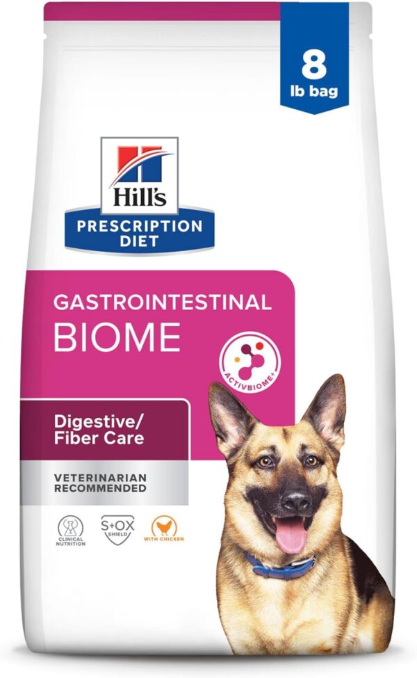 Hill's Prescription Diet Gastrointestinal Biome Digestive/Fiber Care with Chicken Dry Dog Food, Veterinary Diet, 8 lb. Bag