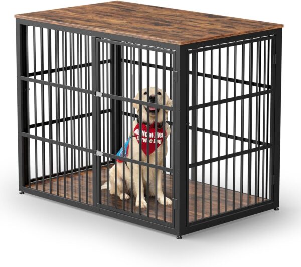 48'' Dog Crate Furniture with 3 Doors,Wooden Dog Crate End Table Heavy Duty Indoor Combination Dog Cage for Medium to Large Dogs, Multiple Units Can be Combined