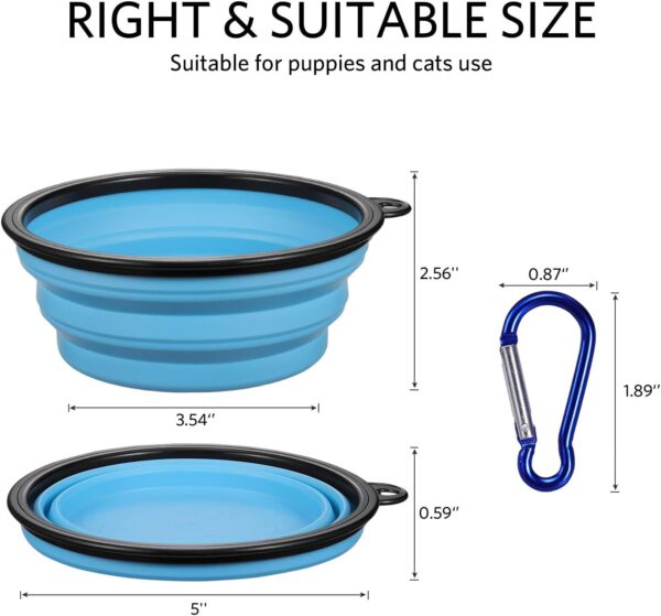 ME.FAN Collapsible Dog Bowl Travel Portable Dog Bowl(12oz) Silicone Foldable Travel Bowl/Pet Food Bowl/Cat Water Bowl/Silicone Pet Expandable Bowls + Carabiners Per Set - Image 2