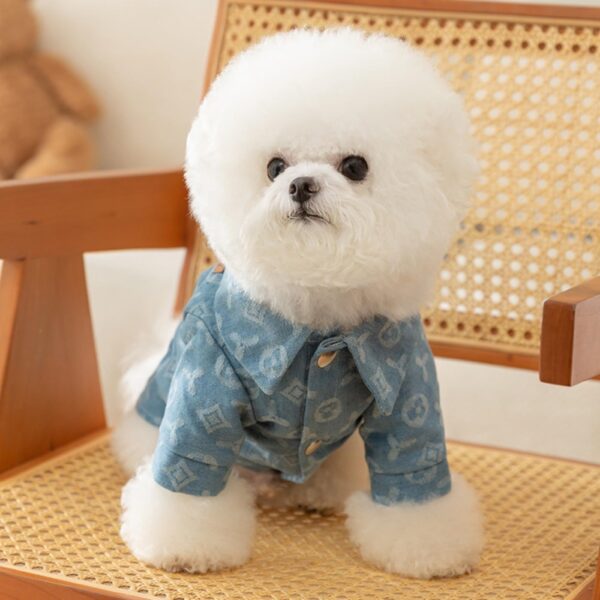 Clothes for Dogs Puppy Clothes Boy Dog Shirts Dog Clothes for Small Dogs Denim Shirt with Leash Ring Dog Pjs Female Pet Clothes Outfits Dog Hoodie Soft Puppy Sweatshirt Cat Shirts Light Blue S - Image 3