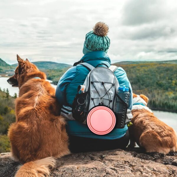 Collapsible Dog Bowls-2 Pack Large Size for Large/Medium Dogs, Dog Travel Water Bowl, Dog Cat Portable Water Bowl, Dog Pet Feeding Watering Dish Outdoor Hiking Parking Traveling with 2 Carabiners - Image 6