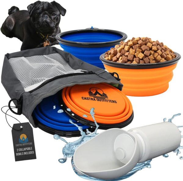 Dog Travel Bag for Dog Accessories - Dog Bag for Traveling Essentials & Large Dog Stuff Travel Set - Pet Travel Bag with Travel Dog Bowls and Water Bottle - Dog Walking Accessories