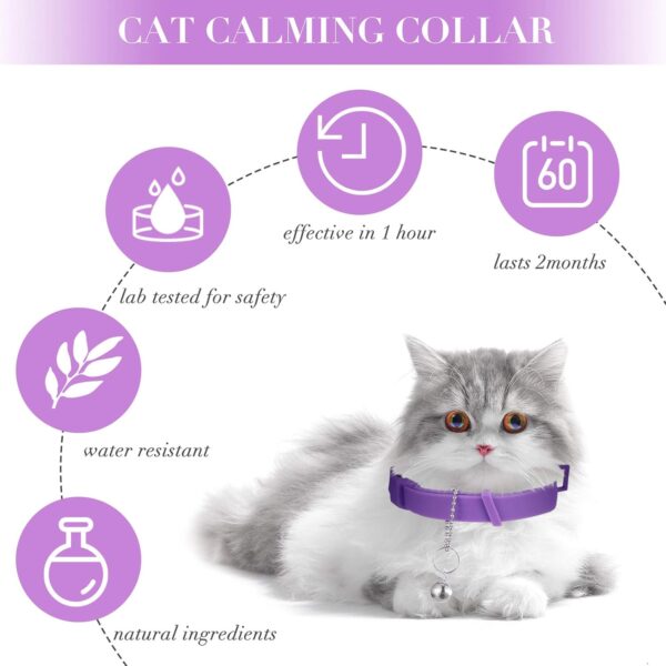 4 Pieces Cat Calming Collars Adjustable Cat Pheromones Calming Collars with 4 Bells Reducing Anxiety for Pets Suitable for Small Medium and Large Cats (15 Inches) - Image 3