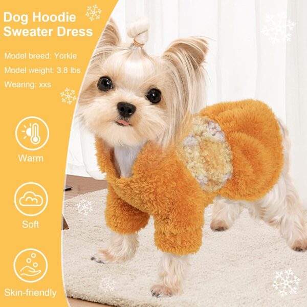 Fleece Dog Dresses for Small Dogs Girl, Dog Sweater Dress Hoodie, Winter Girls Dog Clothes, Pet Clothes Chihuahua Clothes, Dog Outfits Dog Apparel (Small, Yellow) - Image 2