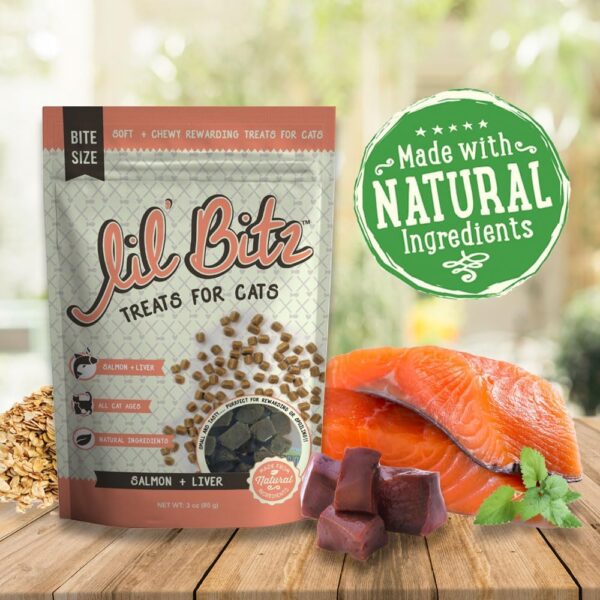 Lil' Bitz training Treats for Cats (3 Pack, All Cat Sizes - Salmon & Liver) - Image 3