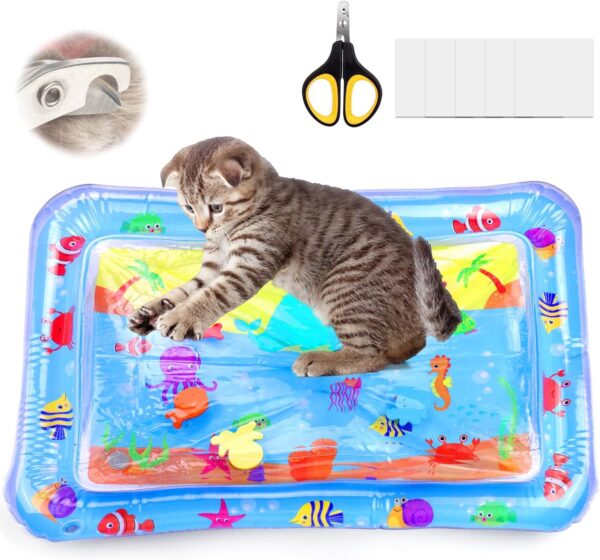 BABORUI Upgraded Water Sensory Playmat for Cats, Cat Water Toys for Bored Indoor Cats, Rectangle Innovative Water Sensor Mat for Cats for Endless Self Play