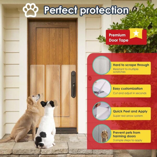 Door Protector from Dog Scratching - Cat Scratch Door Frame Protector - Dog Scratch Door Protector - 3-Pack x 40" x 8.2" Anti Scratch Furniture Protector (20%+ Door Guard Clear) - Image 3