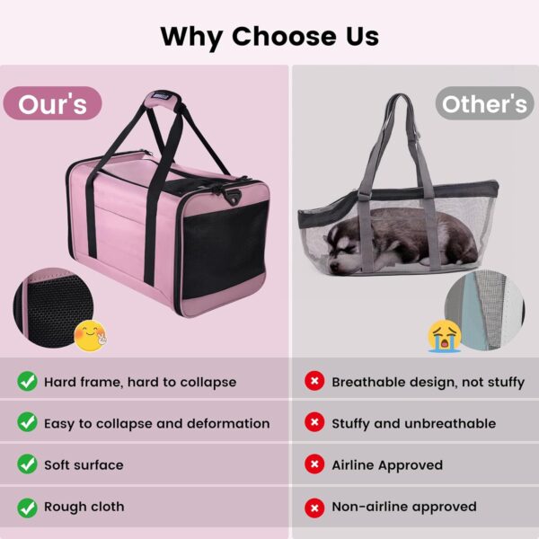 Cat Carrier, Dog Pet Carrier Airline Approved Soft Bag for Small Dogs,Medium Cats and Guinea Pig, Travel Bag for 2 Cats Under 26 LBS, Collapsible Soft Sided Cat Backpack TSA Travel Bag-Purple - Image 4