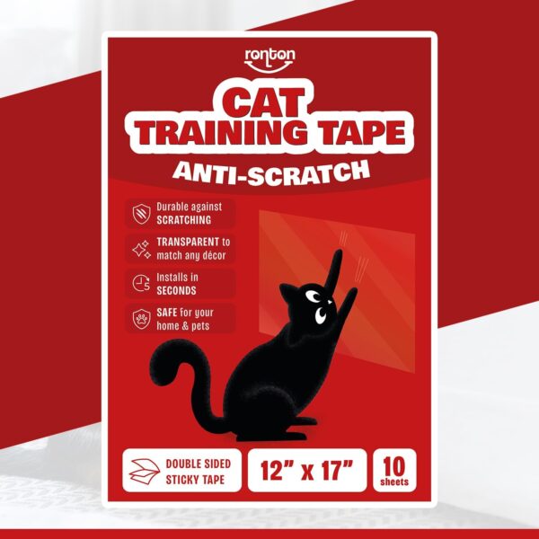 Cat Scratch Deterrent Tape - Anti Cat Scratch for Furniture | 100% Transparent - Double Sided Cat Training Tape | Pet & Kid Safe | Couch, Door, Furniture Protector (10 Sheets) - Image 8