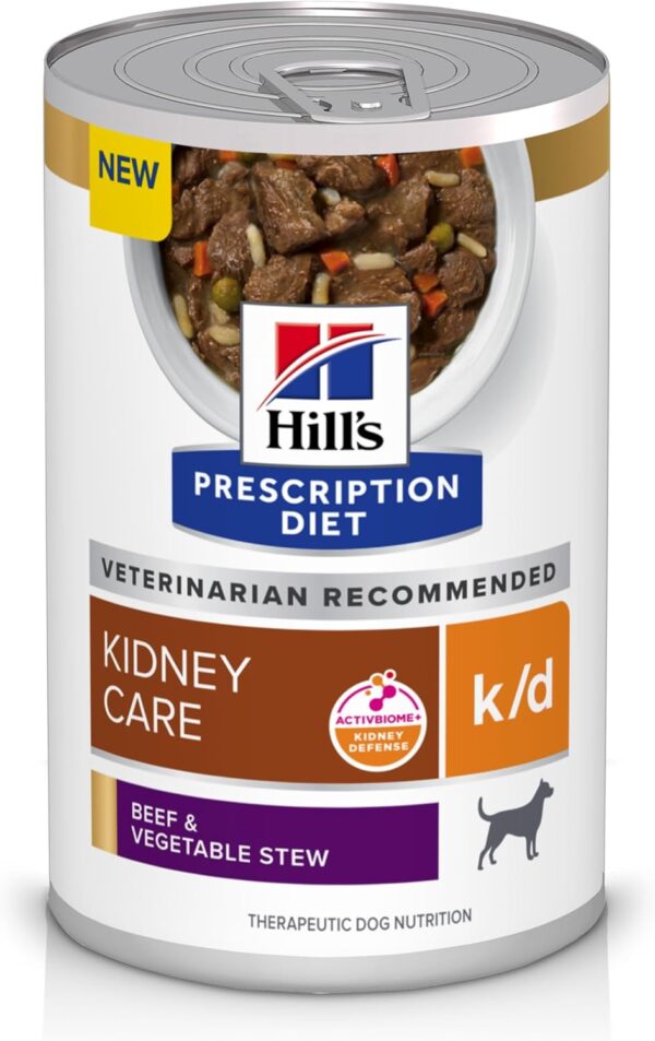 Hill's Prescription Diet k/d Kidney Care Beef & Vegetable Stew Wet Dog Food, Veterinary Diet, 12.5 oz. Cans, 12-Pack