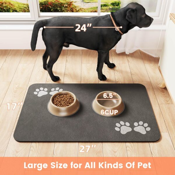 Pet Feeding Mat-Absorbent Pet Placemat for Food and Water Bowl, Dog Food Mat with Waterproof Rubber Backing, No Stains Quick Dry Water Dispenser Mat for Dog and Cat, Dark Gray-12"x20" - Image 6