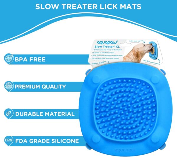 Aquapaw Premium XL Licking Mat with Suction Cups | Dog Must Haves - Non-Slip Slow Feeding Mat for Food, Treats & Peanut Butter | Bathing Supplies - Anxiety Relief & Boredom Reducer | Lick Pad - Blue - Image 2