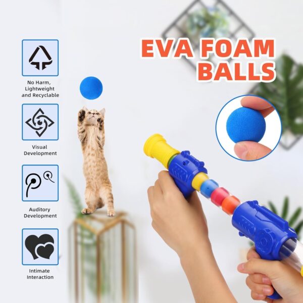 24 Pcs Cat Toy Balls with Launcher Gun, Cat Ball Catch Toy for Foam Ball Shooting Games, Funny Interactive Kitten Toys for Indoor & Outdoor Cats Self Play, Plush Fuzzy Balls for Training and Playing - Image 7