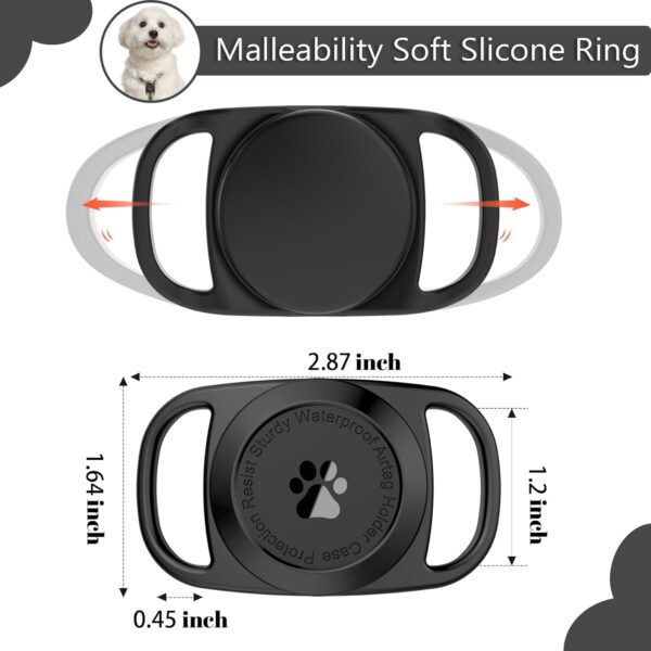 Airtag Dog Collar Holder, [1 Pack] Waterproof Protective Case for Apple AirTag, Durable & Lightweight with Full-Body Protection, Soft Silicone, Black - Image 2