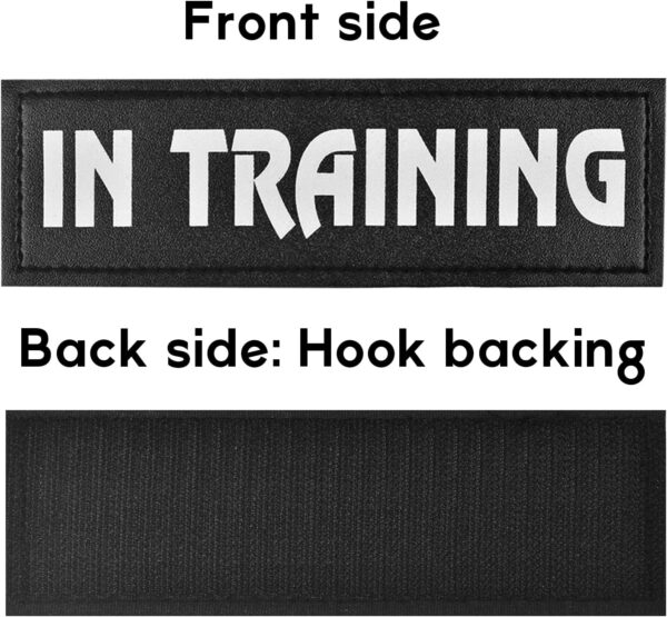 4 Pcs DO NOT PET Dog Harness Patches with Hook Backing, in TRAINING Dog Patch Tactical Dog in Training Harness Reflective and Removable Tags, Dog Patches for Harness (6.2 X 1.9) Inch - Image 4