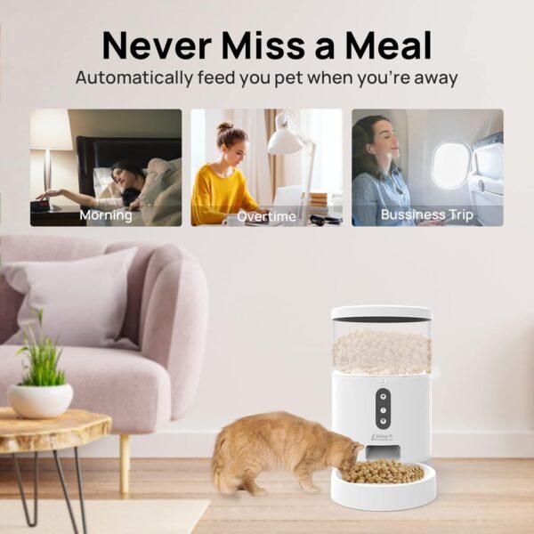 Living Enrichment Automatic Cat Feeder, Auto Dog Food Dispenser, WiFi Smart Pet Feeder 4L, Distribution Alarms and Voice Recorder, APP Control, Timed Cat Food Feeder for Cats Dogs Pets - Image 7