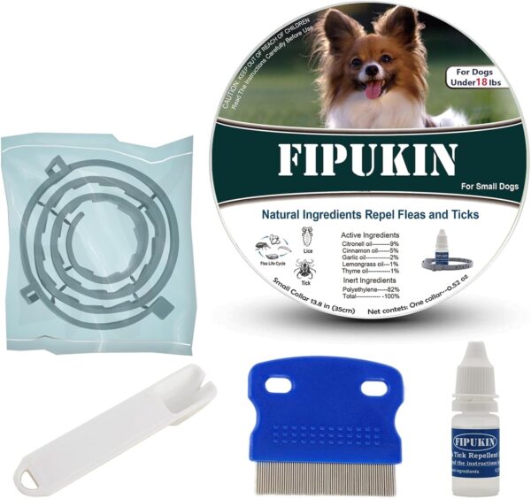 Natural Ingredients Flea Repellent Collar for Small Dogs,Safe and Effective Flea and Tick Repellent, Waterproof,8 Months Protection,Free Comb and Tick Scoop,Flea Repellent Drops,13.8 Inches,1-Pack