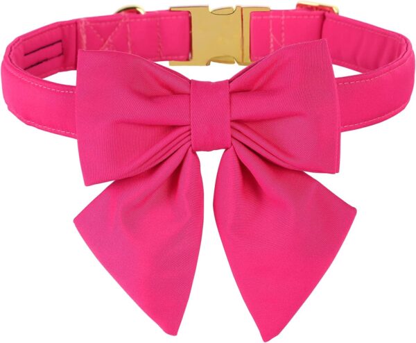 Maca Bates Dog Collar with Rose Red Bow Bowtie for Dogs Solid Colors Sailor Bow Tie Adjustable Breakaway Girly Pink Collars Birthday Gift for Small Medium Large XL Girl Female Boy Male Puppy Pet