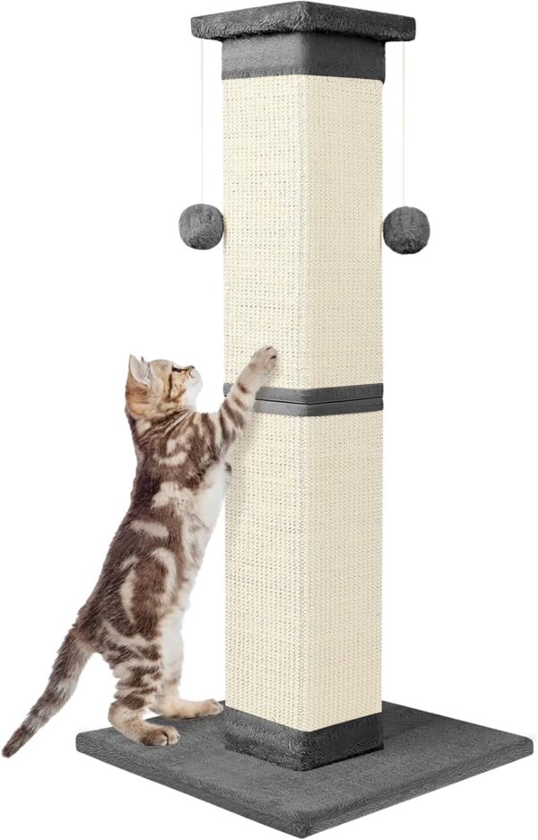 Cat Scratching Post 33 Inch Nature Sisal Cat Scratch Post for Indoor Cats, Large Cat Scratcher Protect Your Furniture, for All Breeds Grey