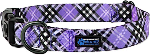 Max and Neo Plaid Pattern NEO Dog Collar - We Donate a Collar to a Dog Rescue for Every Collar Sold (Purple, Large)