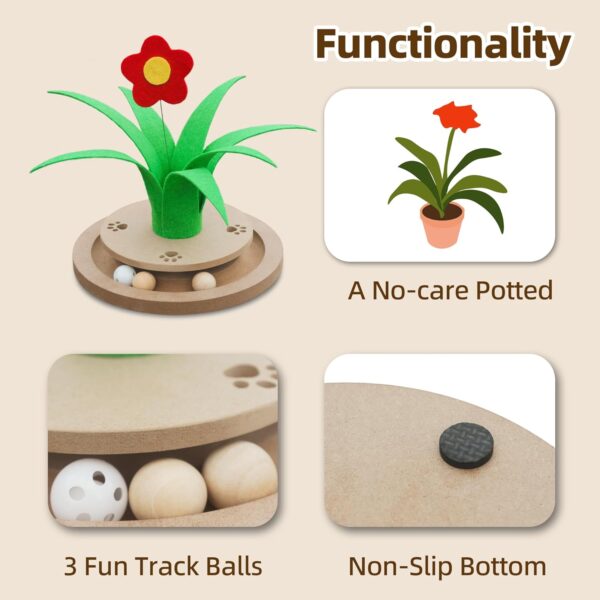 Cat Ball Track Toy Kitten Toys Interactive Toy Tower with 3 Removable Balls Flower Cat Toy for Indoor Cats Wooden Mental Physical Exercise - Image 4