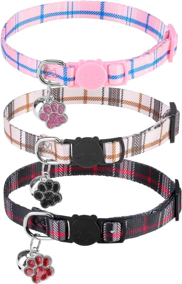 SCENEREAL Breakaway Cat Collar with Bells, Soft Adjustable Kitten Collars for Cats Puppies Daily Wearing