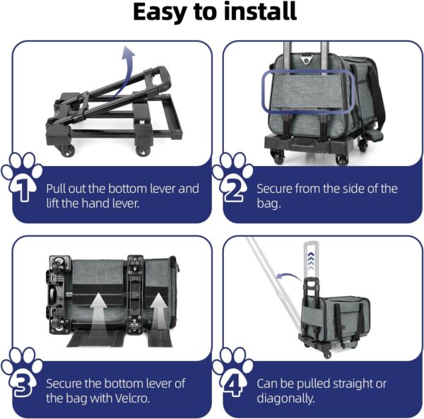 YUDODO 25lbs Large Cat Carrier with Wheels Lightproof Airline Approved Dog Carrier for Small Dog Detachable Rolling Pet Carrier for Traveling Groomers Vet Visits(Gray-Green) - Image 5