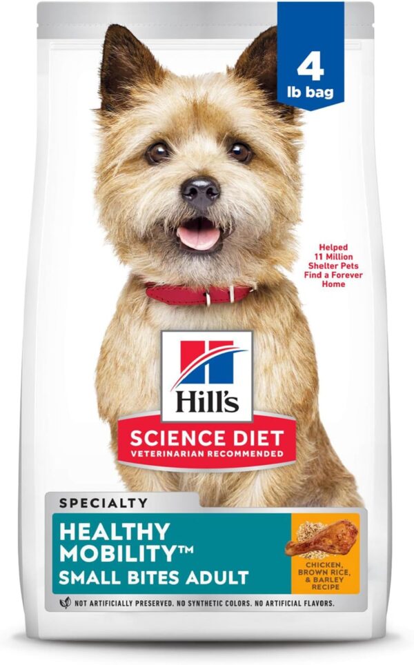 Hill's Science Diet Healthy Mobility, Adult 1-6, Mobility Support, Dry Dog Food, Chicken, Brown Rice, & Barley, 4 lb Bag