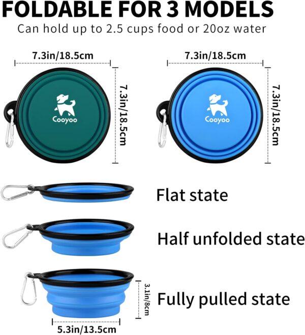 COOYOO Collapsible Dog Bowl,2 Pack Collapsible Dog Water Bowls for Cats Dogs,Portable Pet Feeding Watering Dish for Walking Parking Traveling with 2 Carabiners - Image 3