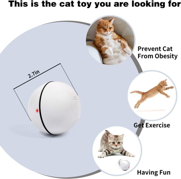 YOFUN Smart Interactive Cat Toy - Newest Version 360 Degree Self Rotating Ball, USB Rechargeable Wicked Ball, Build-in Spinning Led Light, Stiulate Hunting Instinct for Your Kitty (White) - Image 5