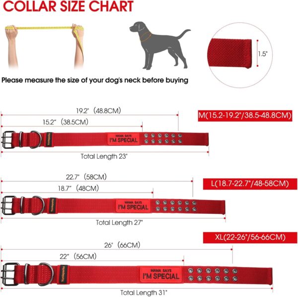 Tactical Dog Collar for Medium Large Dogs,Heavy Duty Metal Buckle Dog Collar,Soft Neoprene Padded Dog Collar,Nylon Wide Dog Collar(X-Large, Red) - Image 5