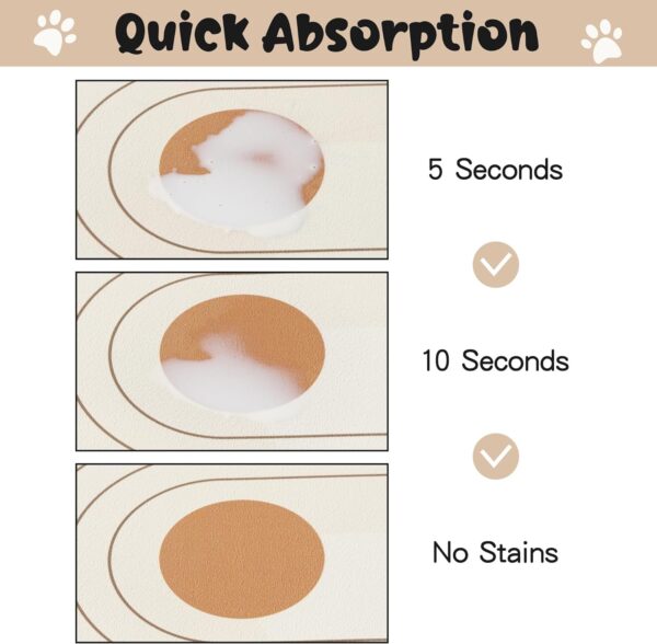 GROBRO7 Absorbent Pet Feeding Mat Non Slip Dog Mat for Food and Water Bowl Boho Style Pattern No Stain Easy Clean Watering Dispenser Pad Washable Quick Dry Cat Mat Puppy Pet Supplies 15.7 x 23.6 in - Image 3