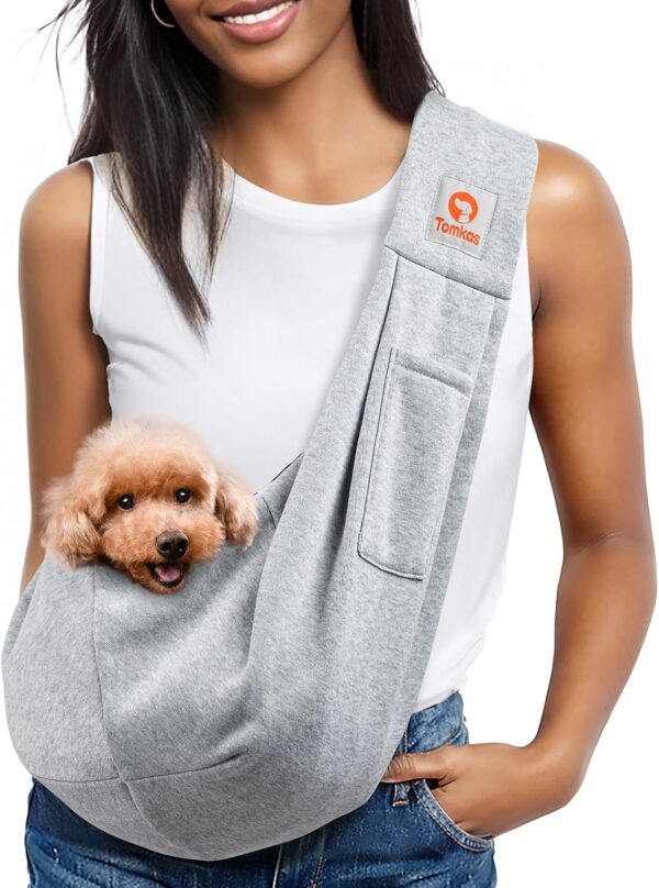 Tomkas Dog Sling Carrier for Small Dogs Puppy - Reversible & Classic Pocket & Soft Pouch(Grey)