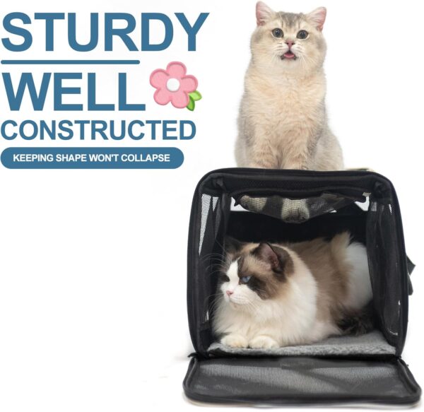 EXPAWLORER Top Load Cat Carrier Large,Pet Carrier Airline Approved for Large, Medium Cats, 2 Cats and Small Dogs,Soft-Sided Collapsible Escape Proof Cat Travel Carrier, Easy to get cat in - Image 4